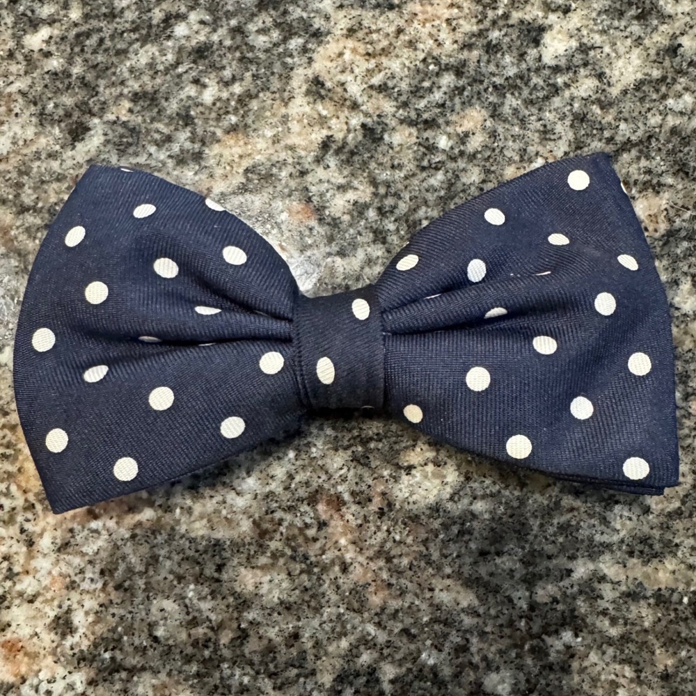 American Made Bow Tie Club Bow Tie Mens OS Navy Polka Dot Clip On Pre-Tied USA